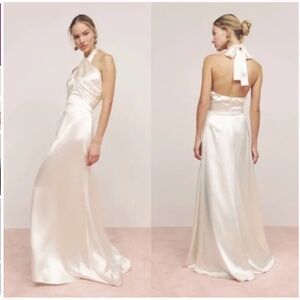 Reformation VERIA White Ivory Silk Halter Gown Dress Wedding Gown 2 - with tags
